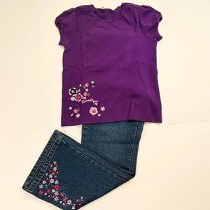 NWT Gymboree Girl Flower Hem Jean & Romantique Tee Size 9